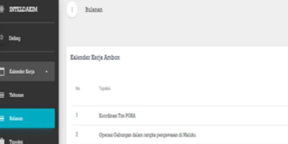 Work calendar screenshot